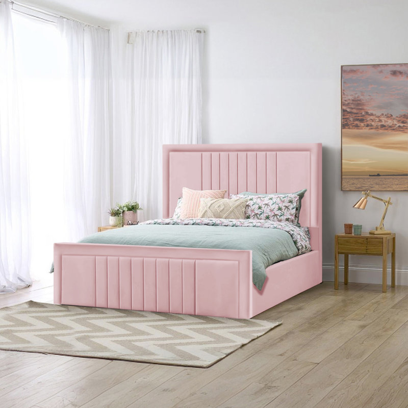 Niels Upholstered Ottoman Storage Bed, Pink, Double (4'6)