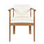 Ensemble de 4 chaises de patio modernes en bois d'acacia, coussins crème pour la salle à manger