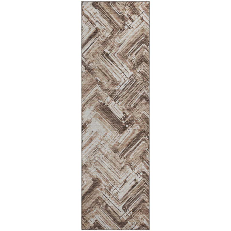 Premium Machine Washable Cerrito Brown Rug, Runner 2'3" x 7'6"