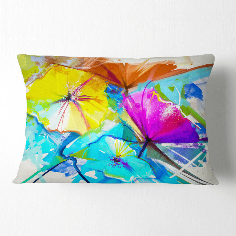 Coussin lombaire à ressorts abstraits de fleurs abstraites