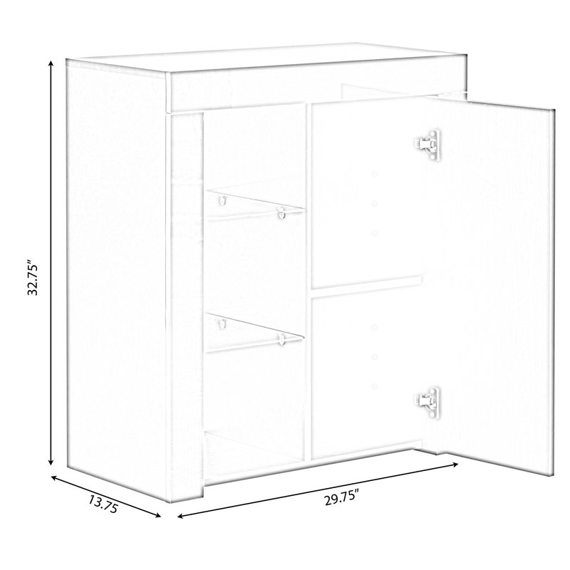 Buffet décoratif 1 porte Stonec chiffre, Blanc