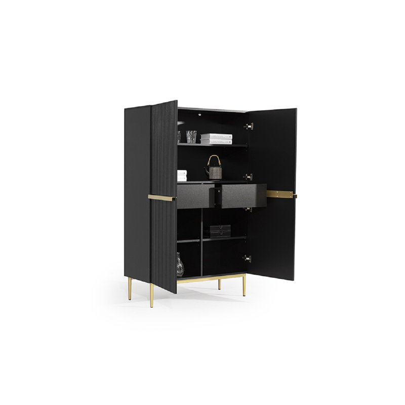 Alessja 2 Door Manufactured Wood Wardrobe, Black/Gold