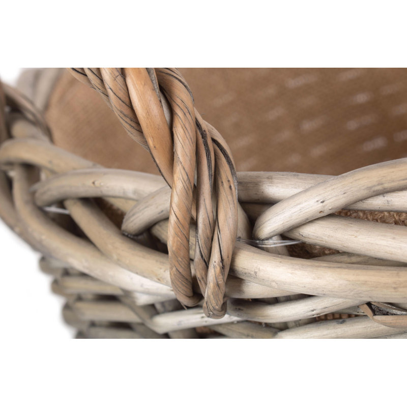 Wicker Lined Log Storage Basket, 40cm H x 42cm W x 42cm D