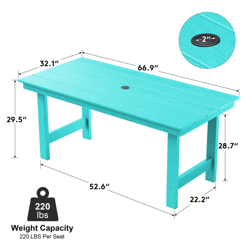 Kahn Reata HDPE Outdoor Dining Table, Blue
