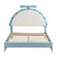 Grand lit plateforme tapissier avec tête de réveil, bleu-1695435929