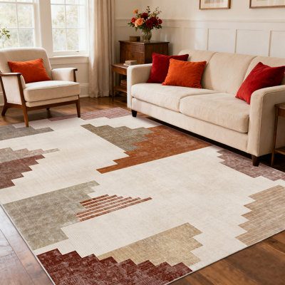 Tapis d'extérieur doux à poils courts doux, tapis abstraits modernes pour le salon, grand tapis lavable à l'intérieur géométrique, tapis antidérapant doux pour la salle à manger de la chambre à coucher
