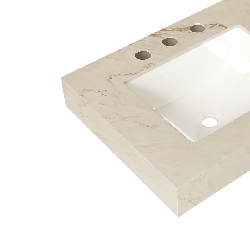 LULA 24-Inch Cream Gold Vein Sintered Stone Vanity Top with Single Ceramic Sink