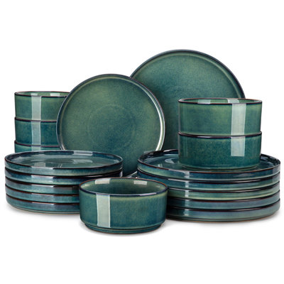 Starry Reactive Glaze Stoneware Dinnerware Set for 4, 6 and 8 Microwave Dishwasher Safe