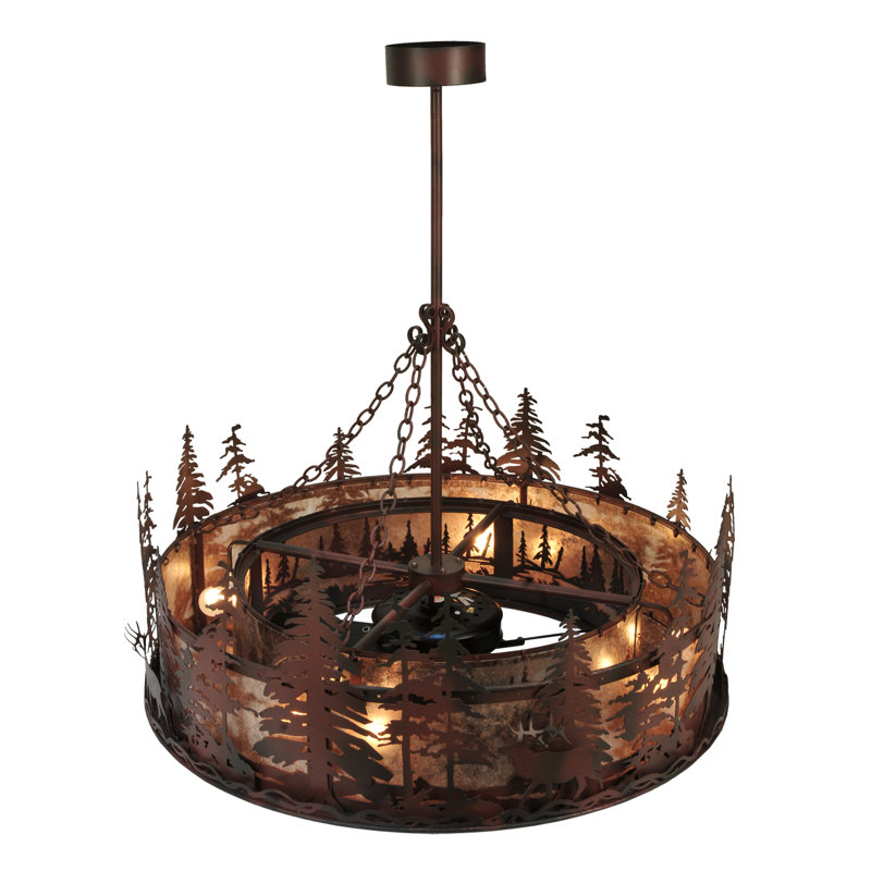 Elk At Dusk 8 - Light Chandelier