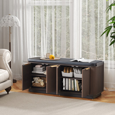 Banc de rangement pour 8 paires de chaussures rembourrées avec 2 armoires