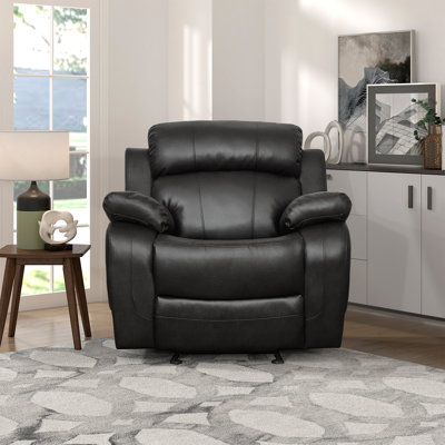 Milford 41" Transitional Faux Leather Glider Reclining Chair with Gentle Gliding Motion & Tab Pull Reclining by Latitude Run