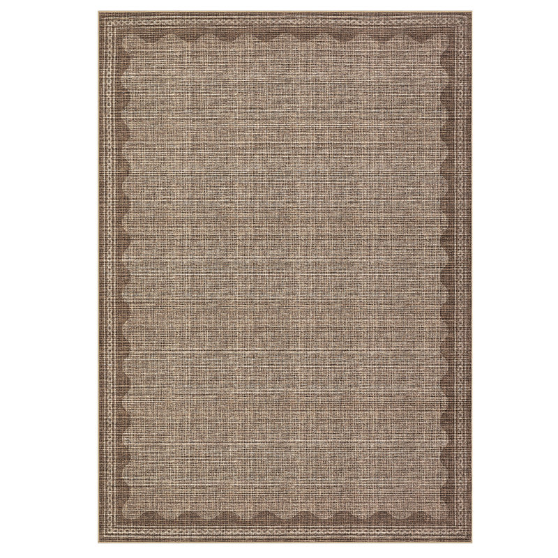 Scalloped Machine Washable Rug Modern Solid Floor Mats with Non-Slip Backing, Stain-Resistant Low Pile Accent Rug, Contemporary Indoor Carpet for Living Room, Bedroom, Office