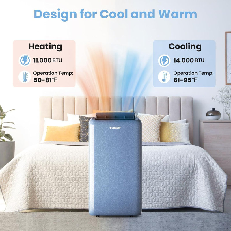 Steel Blue Portable Air Conditioner with Heater and WiFi