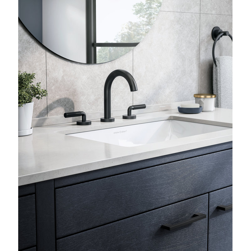 Robinet de lavabo à large entraxe avec bec en C Riu, Noir