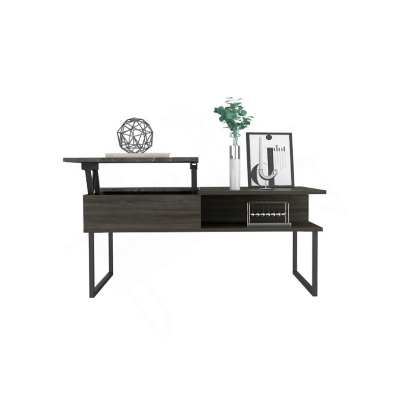 Table basse à plateau relevable Juvve, une tablette, espresso carbone