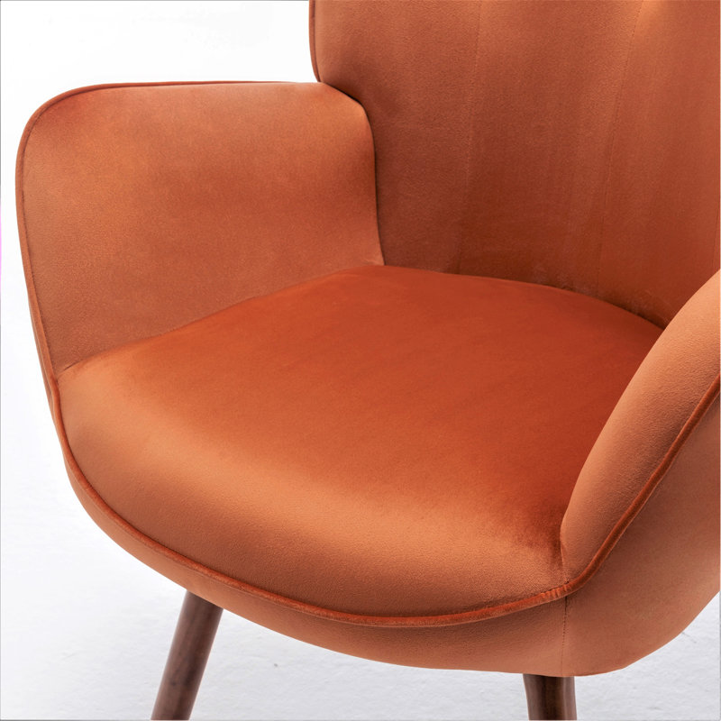 Fauteuil à oreilles de style Mid-Century moderne, fauteuil capitonné en tissu de polyester avec pieds évasés en bois massif pour le bureau de la chambre à coucher et du salon