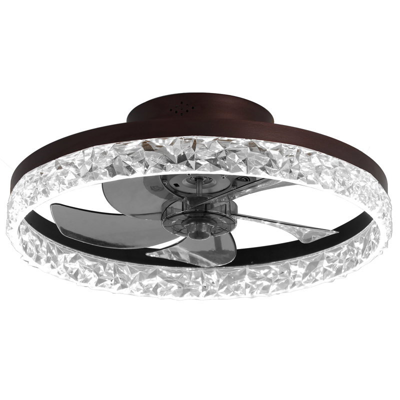 Ventilateur de plafond encastré moderne 19,7 "avec lumières et télécommande, lumière DEL à intensité variable, ventilateur de plafond silencieux pour moteur à courant continu