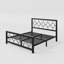 Lit plateforme vintage en métal Avren avec tête et pied de lit, design géométrique, sommier non requis-1063910078-1063910016
