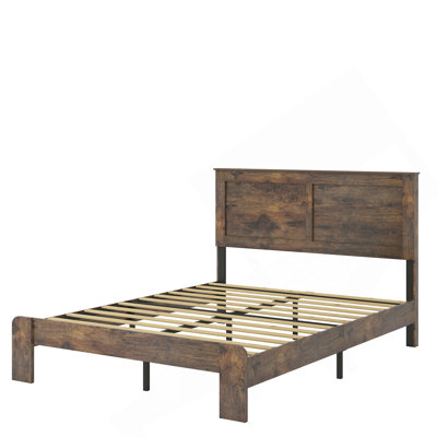 Bed Frame Queen Size, Wood Platform Bed Frame , Noise Free,No Box Spring Needed And Easy Assembly Tool,Large Under Bed Storage,Dark Brown