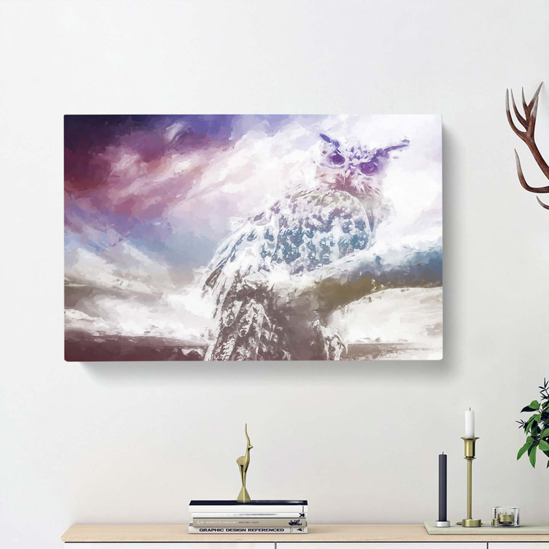 The Great Horned Owl in Abstract - Wrapped Canvas, 35cm H x 50cm W x 3cm D