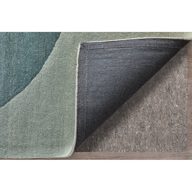 Katya Hand Knotted Wool Geometric Area Rug in Green/Beige, Rectangle 8' x 10'