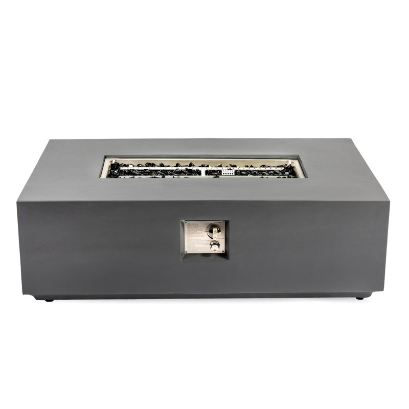 Rectangular Propane Fire Pit Table With High Output, Push - Button Start, And Weather Design 48 Inch Table, Lightweight Concrete, 50000 , Adjustable Flame