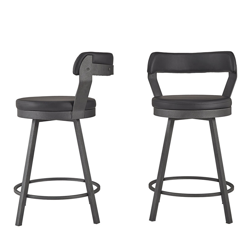 Tabouret de bar et de comptoir Berrin, Noir, Tabouret de comptoir (siège d'une hauteur de 25,0