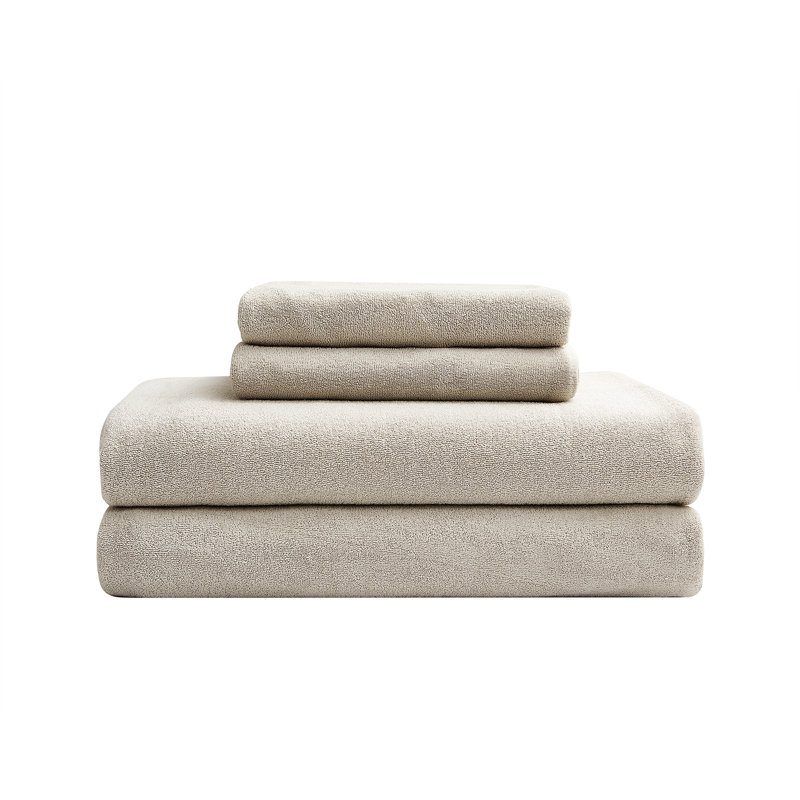 Cotton Blend Sheet Set, Dark Gray, Twin Sheet Set + Fitted Sheet + 1 Pillowcase