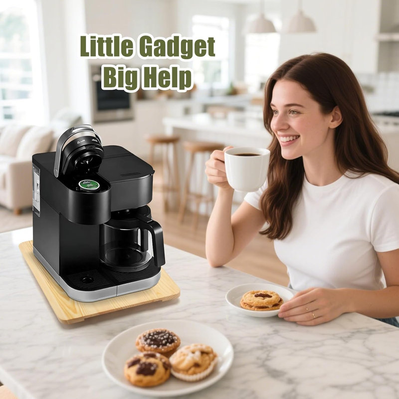 Plateau à roulettes 360 ° pour cafetière, plateau coulissant pour appareil de comptoir avec roulettes en caoutchouc (naturel)