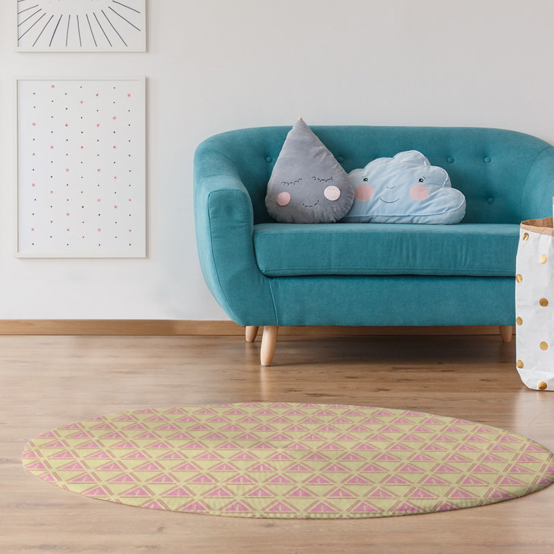 Chenille Geometric Indoor Rug, Round 5'