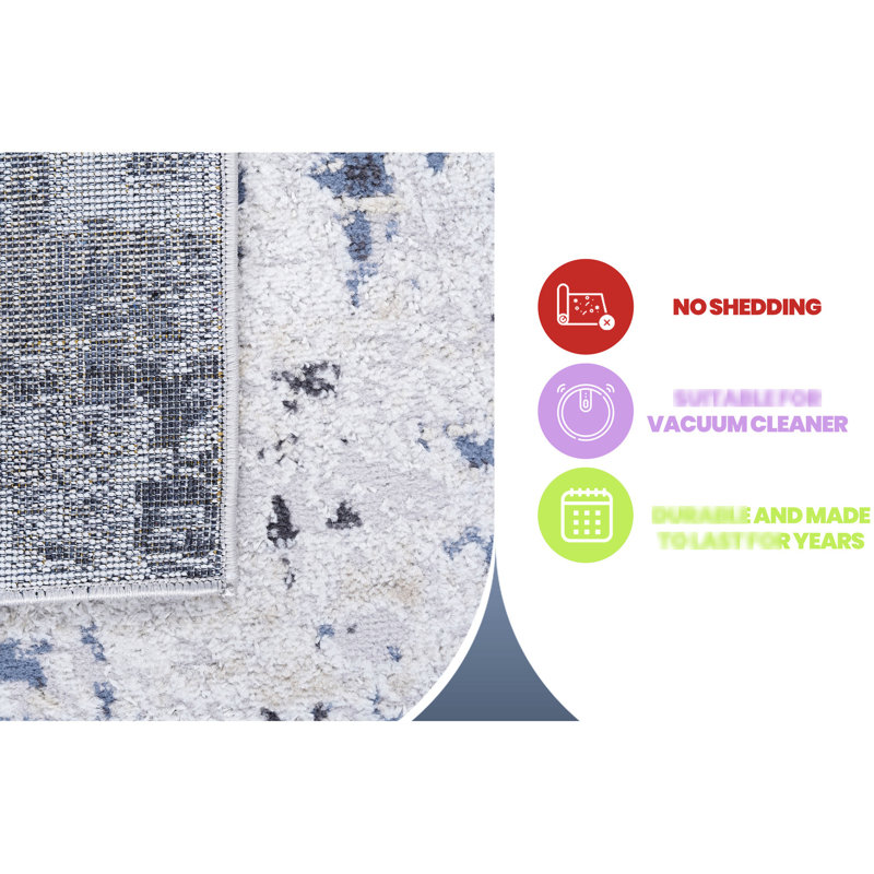 Tapis abstrait gris / denim 6 x 9 par Loom &