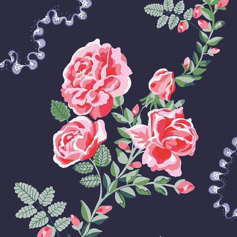 Cath Kidston 304.8m x 1.3m Matte Wallpaper Roll, Navy