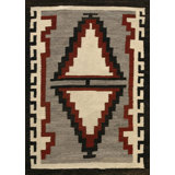 Antique Bold Tribal Pattern Native American Gray Flatwoven Navajo Rug