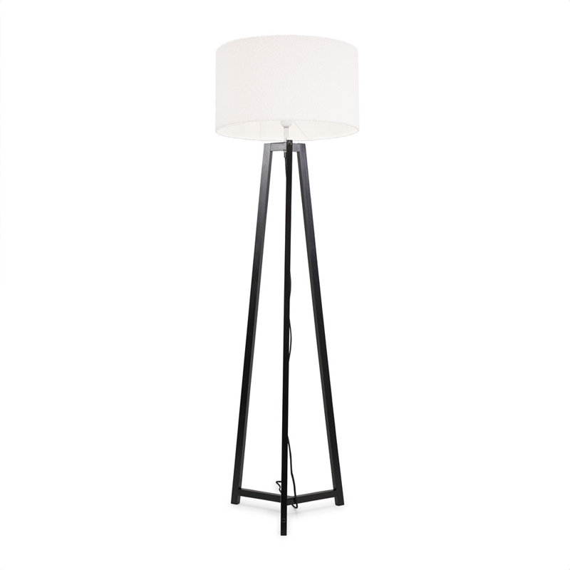 Rhavyn 148cm Traditional Floor Lamp, Matte Black, Cream
