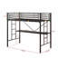 Lit mezzanine simple en métal avec bureau, prises de courant, lumières DEL, garde de sécurité et échelle, aucun sommier nécessaire, noir
