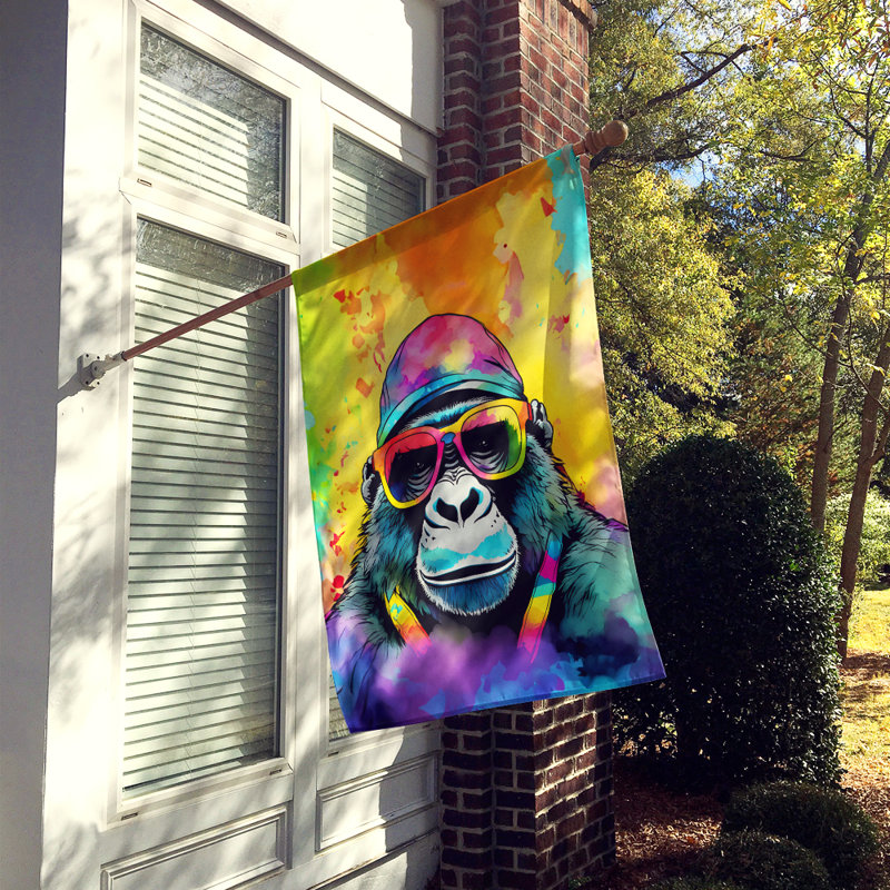 Drapeau de maison de gorille hippie