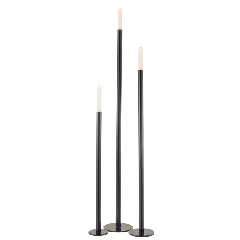 Cozy 3 Piece Metal Tabletop Candlestick Set, Shining Blue, 100cm H x 15cm W x 15cm D