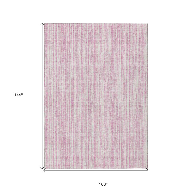 Tapis intérieur lavable rayé rose et ivoire 9 pi x 12 pi