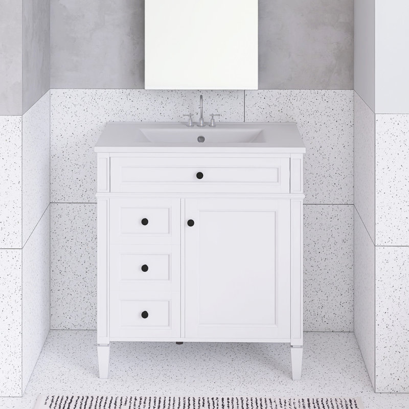 Meuble-lavabo de 30 po avec lavabo supérieur et tiroir basculant, 30", Gris