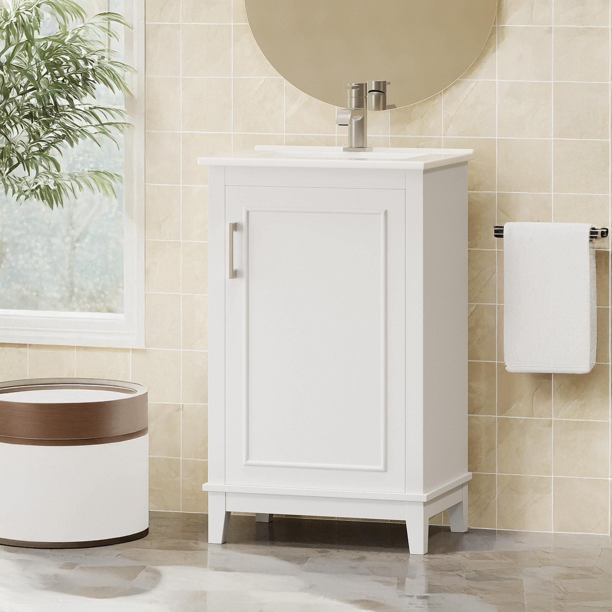 Red Barrel Studio?? 20 Inch Modern Small Bathroom Vanity Cabinet With Ceramic Basin- 20*15.5*33.3 ...