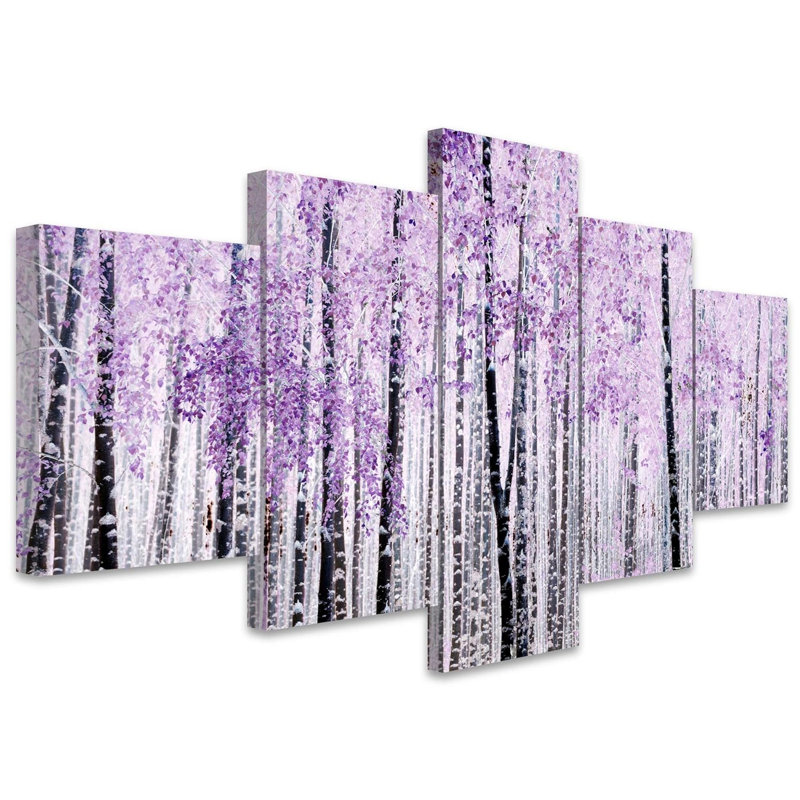Abstrait forêt abstraite avec des feuilles mauves dans la forêt plantes abstraites 5 pièces