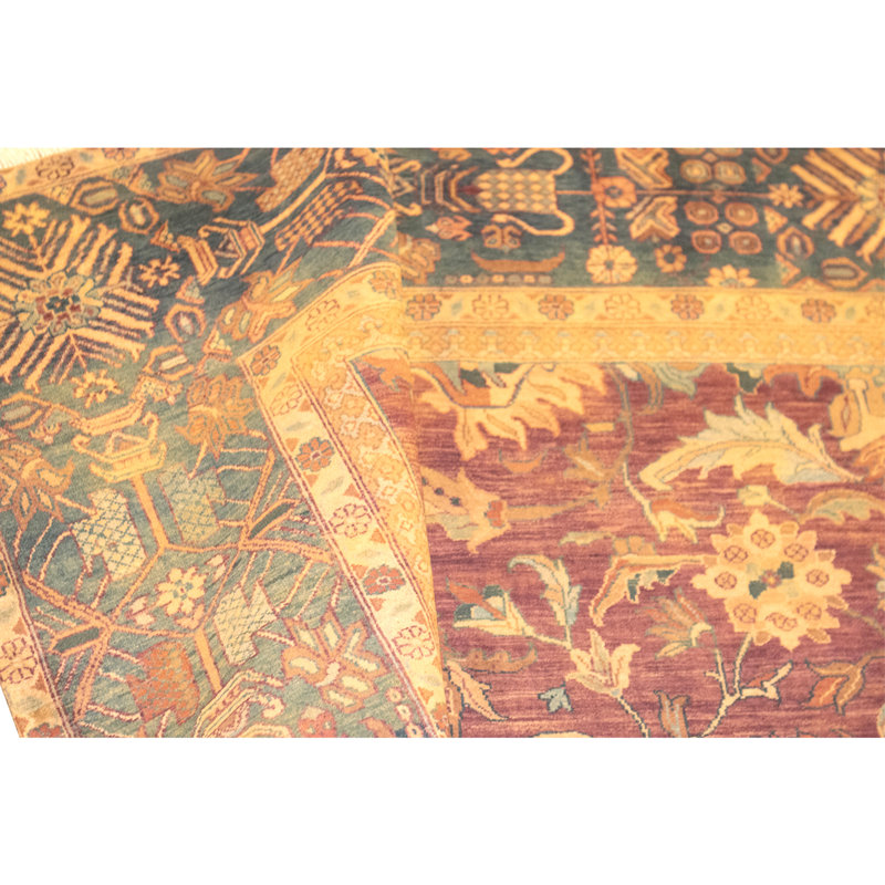 High-Quality Hand-Knotted Red And Blue Area Rug