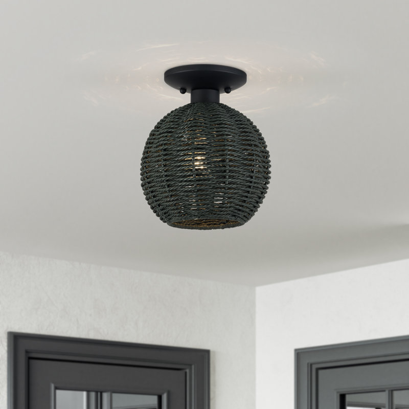 Albrechtice 1 Light Black Small Semi-flush