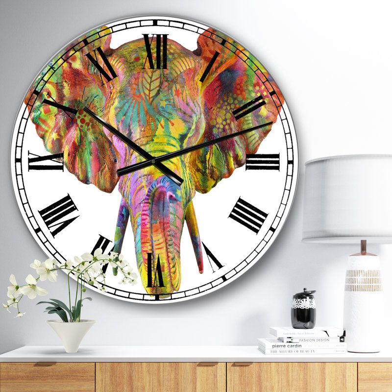 Horloge murale surdimensionnée Rainbow Elephant, Surdimensionné