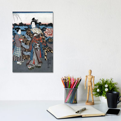 Japan: Woman In Garden by Utagawa Kunisada II - Wrapped Canvas Painting