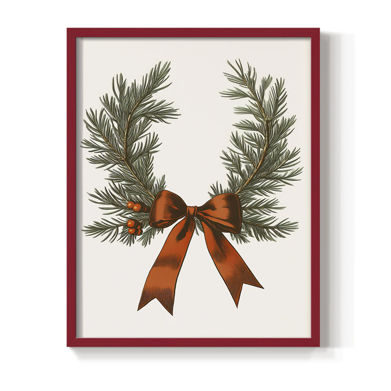 «Christmas Holiday Art», série 2-LXV III, reproduction encadrée - bois massif, H 15 po x l 12 po, Rouge