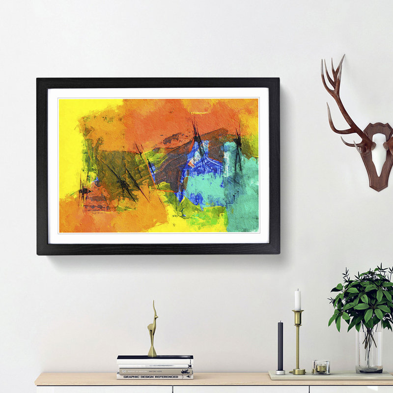 Abstract Vol.163 by S.Johnson - Single Picture Frame Painting, 45cm H x 63cm W x 2cm D, Black Framed