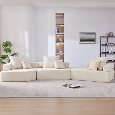 Modern Sofa Modular Sectional Sofa,Luxury Boucle Floor Couch Set,Convertible Sleeper Couch,Spacious Foam-Filled Sofa Bed