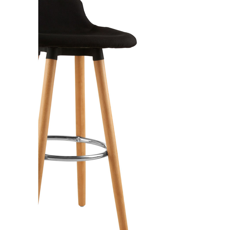 Kai Upholstered Counter Stool with Solid Wood Frame, Black