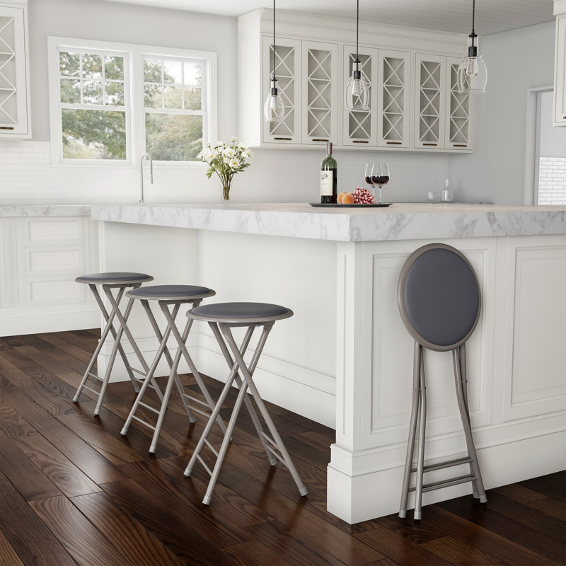 Lavish Home Backless 24-Inch Folding Stool with 225lb Capacity (Set of 4, Gray), 4